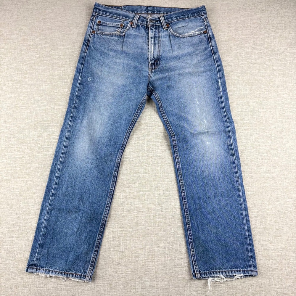 Levis 505 Mens 34x30 Distressed Jeans Thigh Fade ** Vintage Style ** Denim
